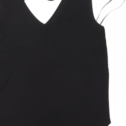 Brand and care label for Preworn women’s black basic blouse, size UK 12