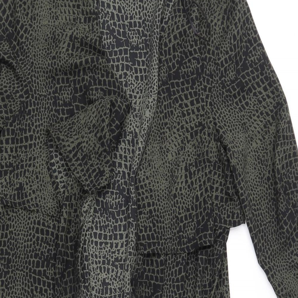 Divided Womens Green Animal Print Chiffon Overcoat Coat Size 6