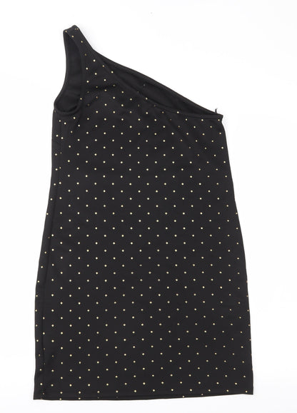 Back view of Atmosphere women’s black polka dot shift, size UK 12