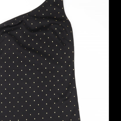 Close-up detail of Atmosphere women’s black polka dot shift, size UK 12