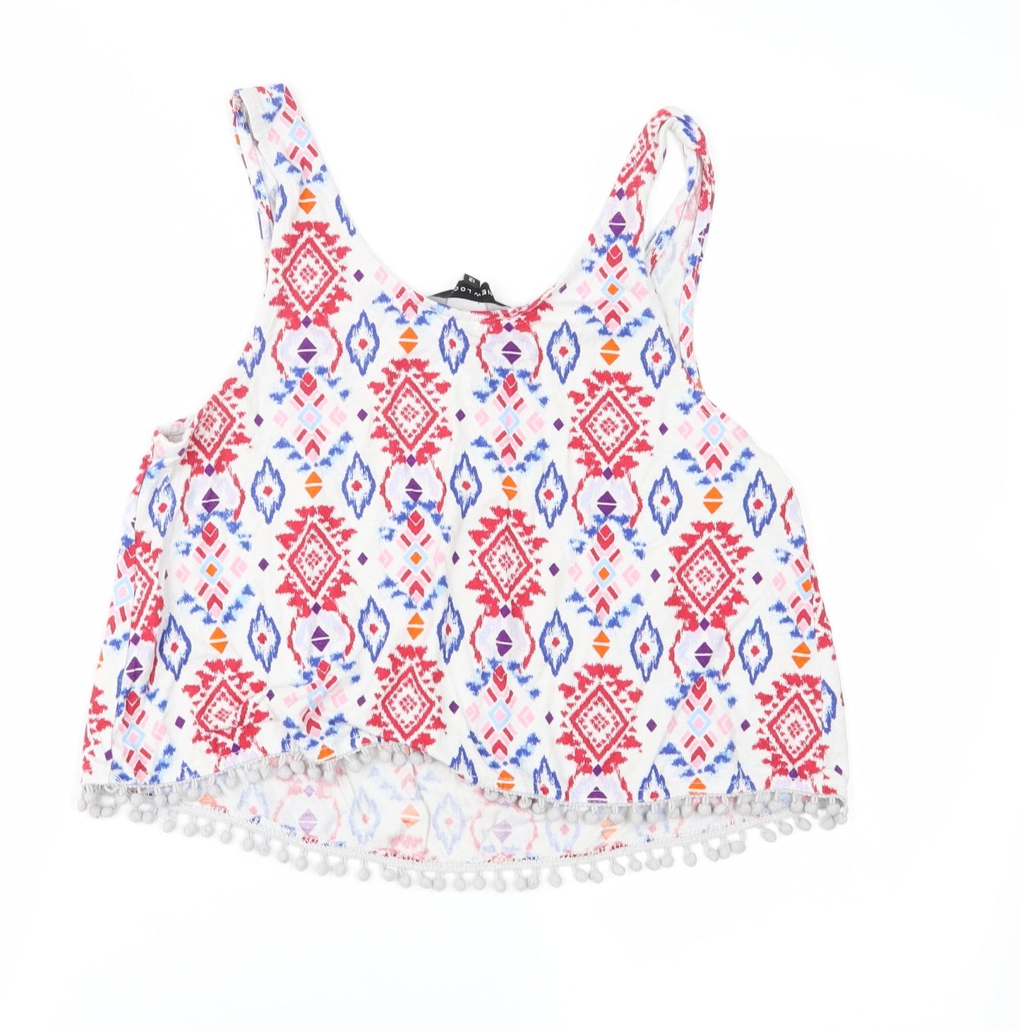 Atmosphere Womens Multicoloured Geometric Jersey Cropped Tank Size 12