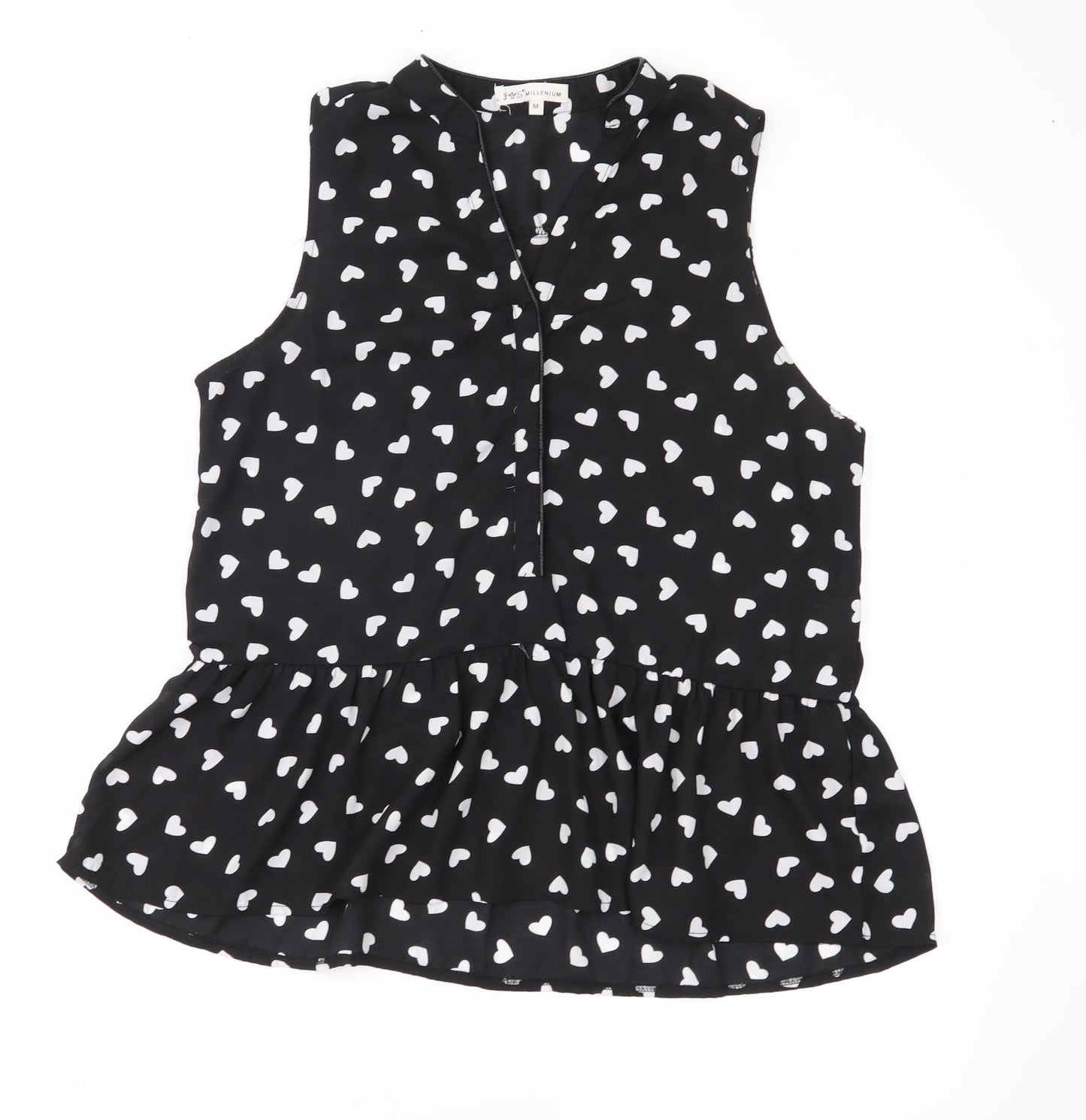 Millenium Womens Black Polka Dot Chiffon Basic Blouse Size M