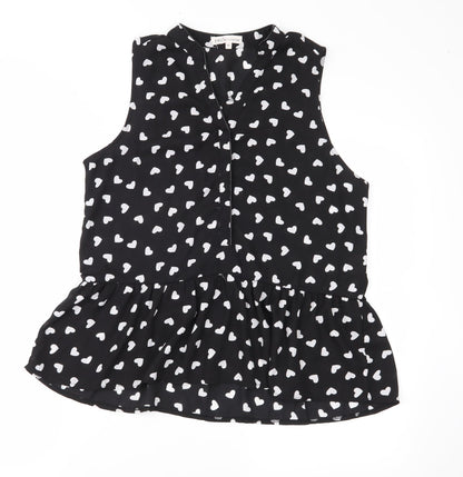 Additional front view of Millenium women’s black polka dot chiffon basic blouse, size M