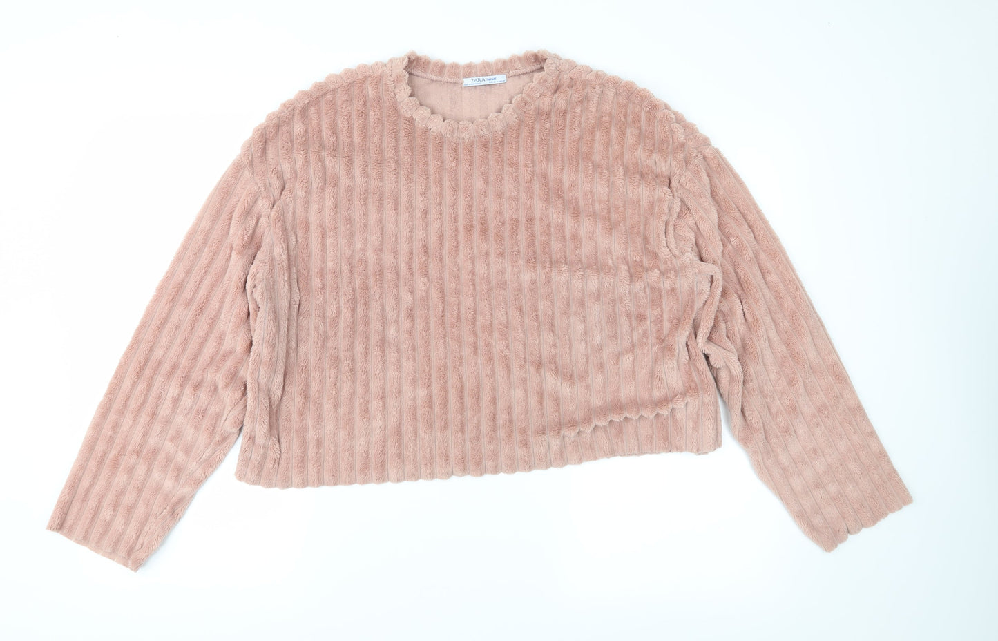 Zara Womens Pink  Fleece Pullover Sweatshirt Size M