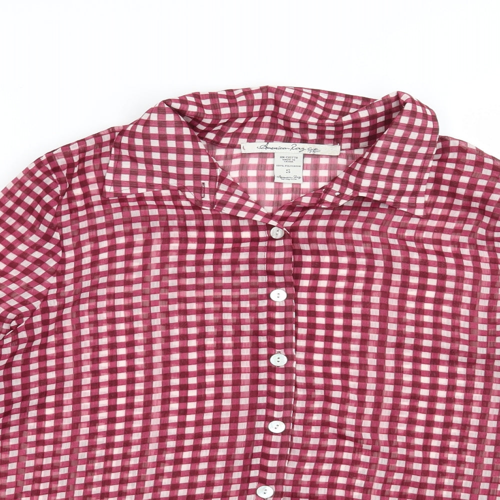 Preworn Womens Purple Check  Basic Blouse Size S