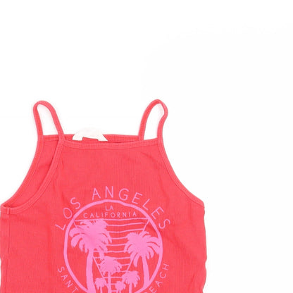 Close-up detail of Candy Couture girls’ red basic t-shirt, size 9, years - los angeles