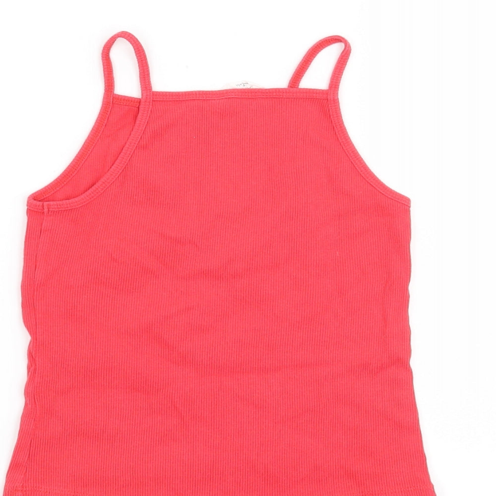 Brand and care label for Candy Couture girls’ red basic t-shirt, size 9, years - los angeles