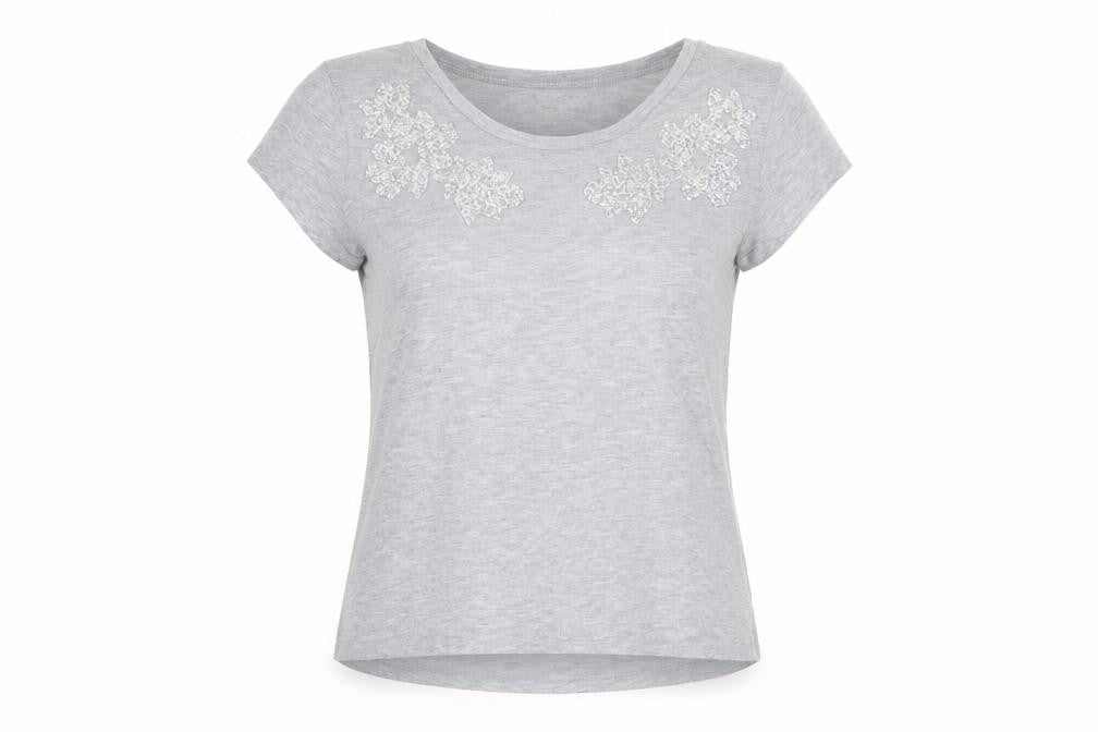 H&M Womens Grey Floral  Basic T-Shirt Size M