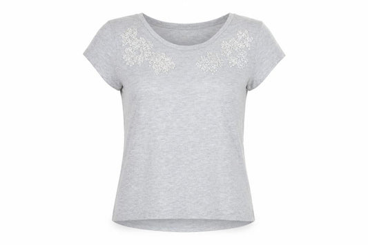 H&M Womens Grey Floral  Basic T-Shirt Size M