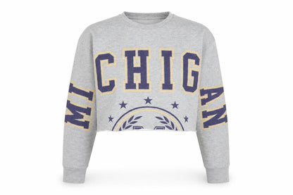 Front view of Candy Couture girls’ grey pullover sweatshirt, size 9, years - michigan