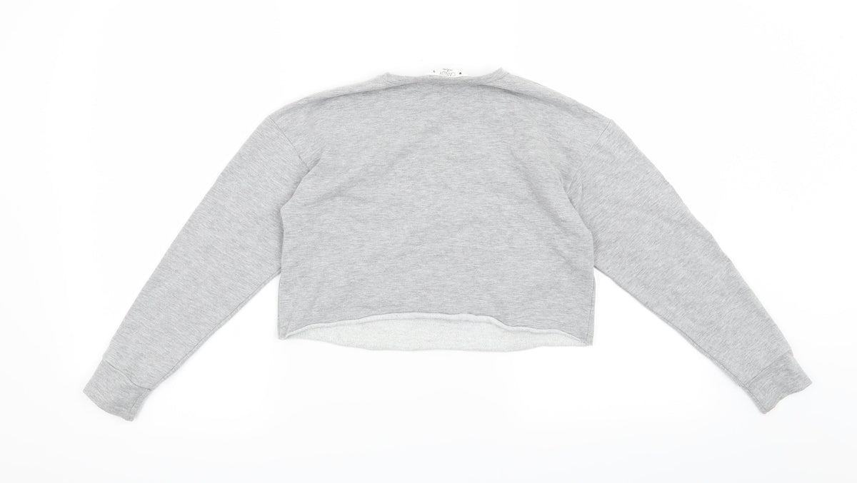 Back view of Candy Couture girls’ grey pullover sweatshirt, size 9, years - michigan