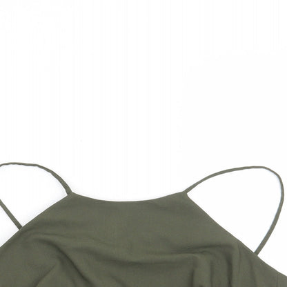 Close-up detail of Missguided women’s green basic blouse, size UK 8