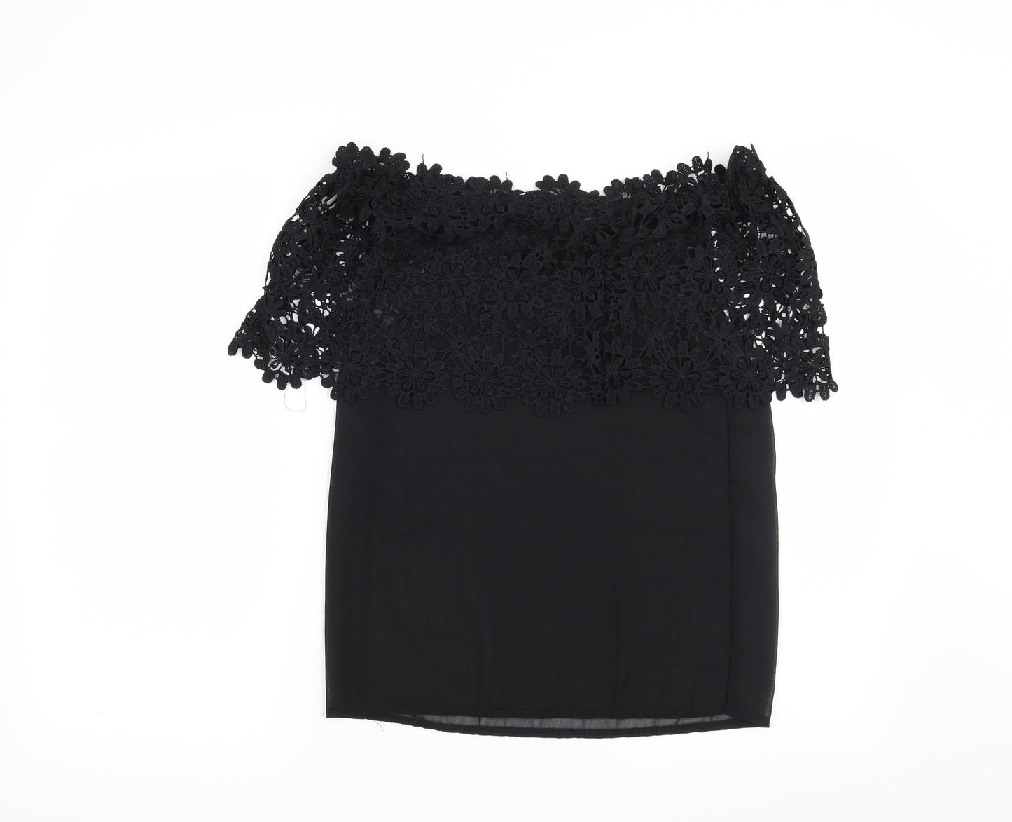 Preworn Womens Black Floral  Basic Blouse Size L