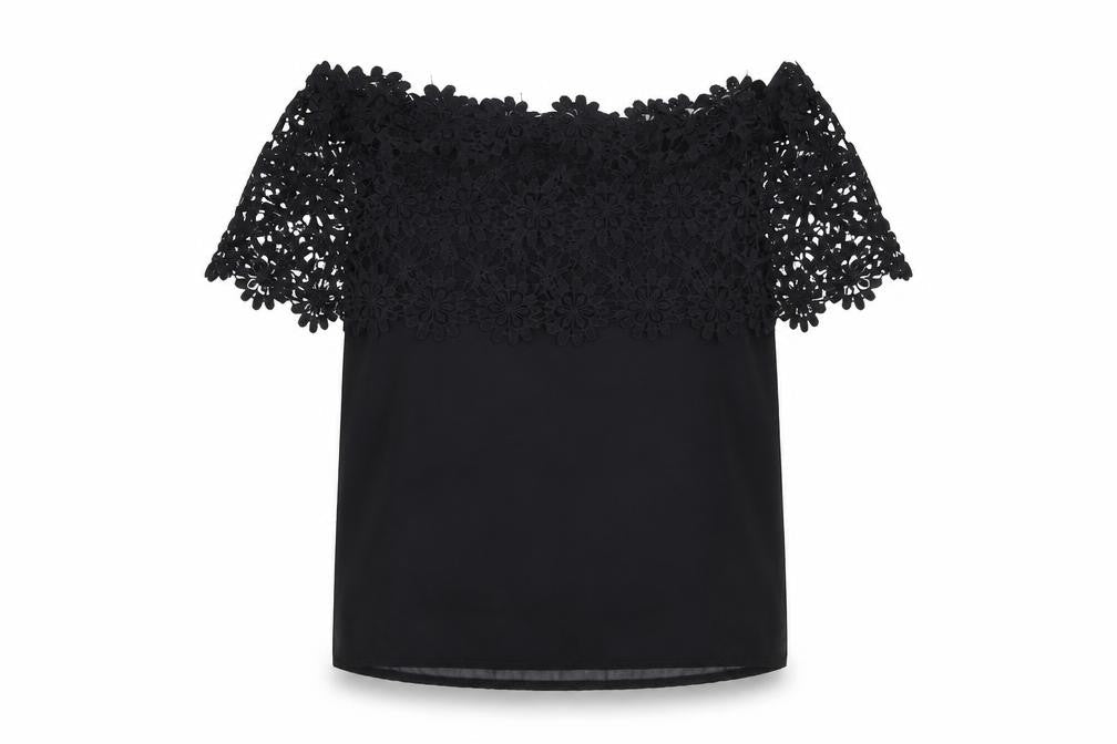Preworn Womens Black Floral  Basic Blouse Size L
