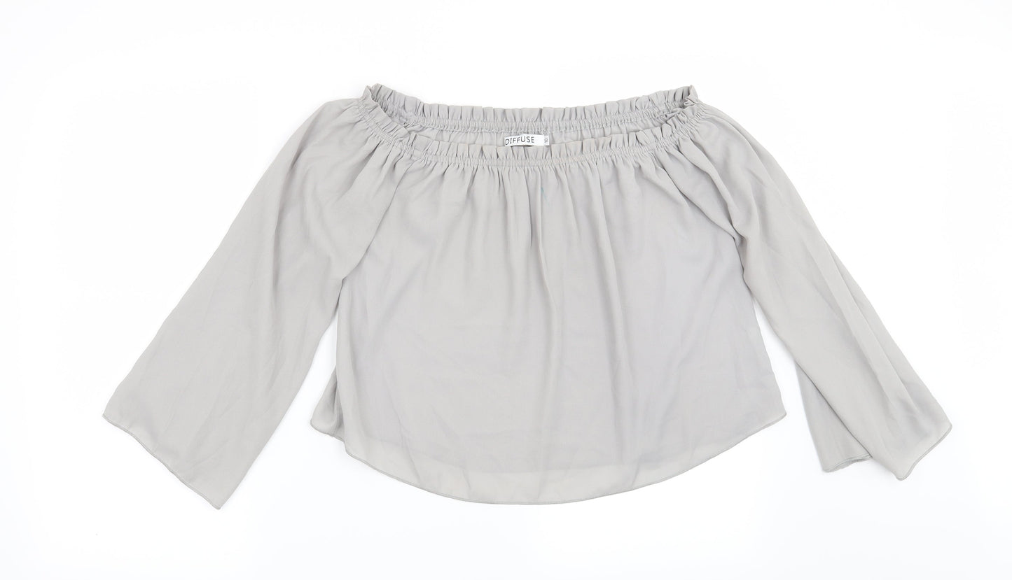 Preworn Womens Grey   Basic Blouse Size 10