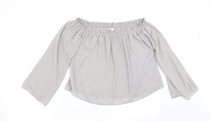 Additional front view of Preworn women’s grey basic blouse, size UK 10