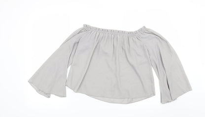 Back view of Preworn women’s grey basic blouse, size UK 10