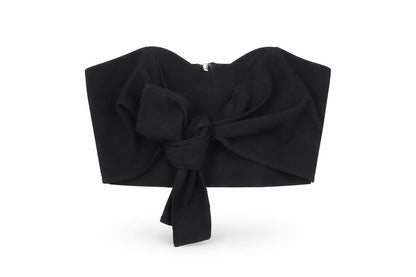 Front view of Preworn women’s black basic blouse, size UK 10