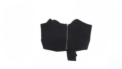 Back view of Preworn women’s black basic blouse, size UK 10