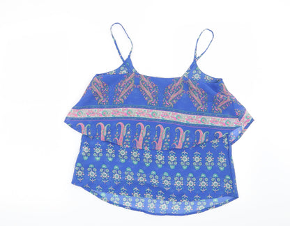 Back view of Atmosphere women’s blue floral basic blouse, size UK 8