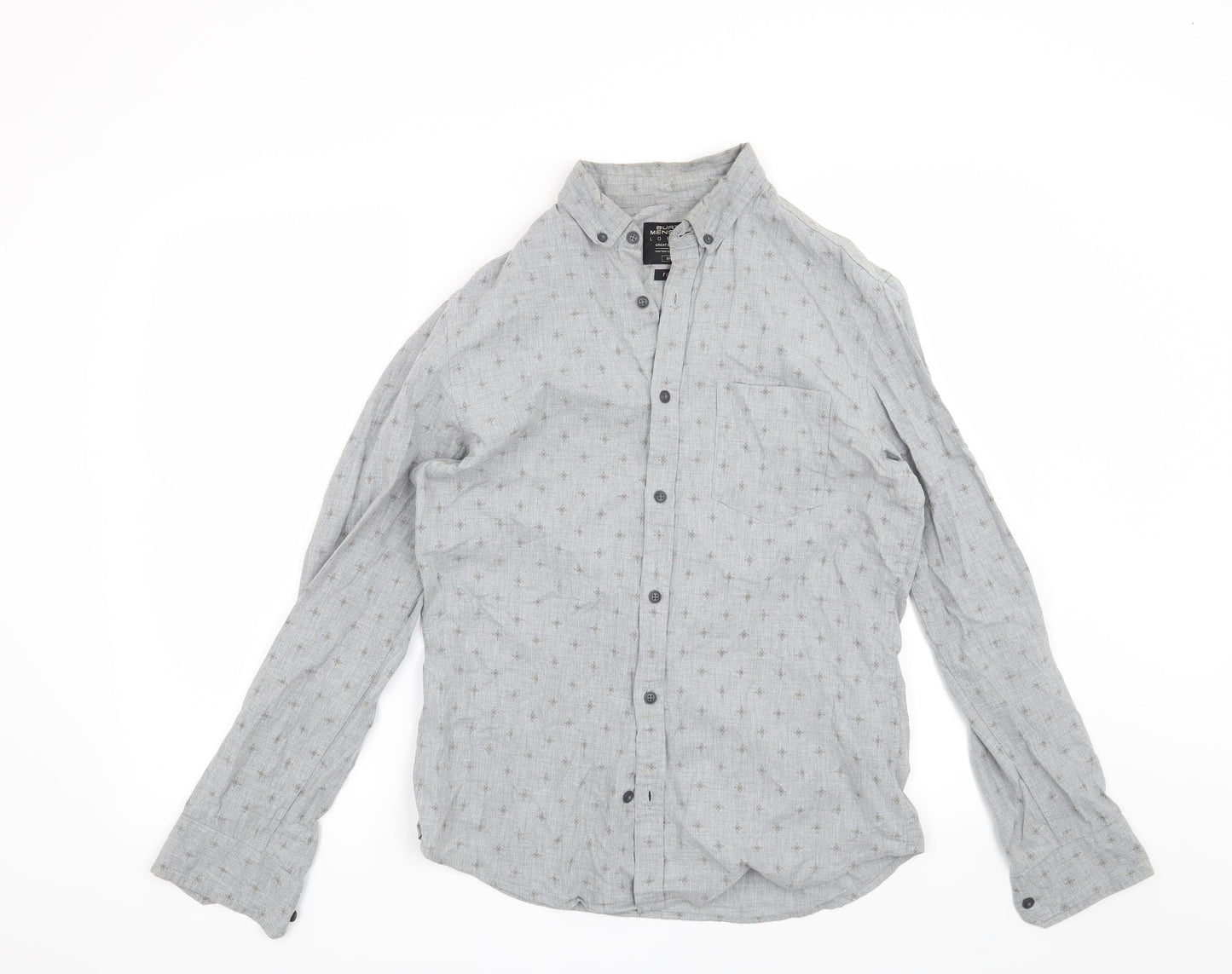Burton Mens Grey Geometric   Button-Up Size S