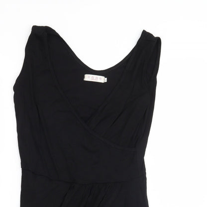 Close-up detail of Preworn women’s black basic blouse, size XL