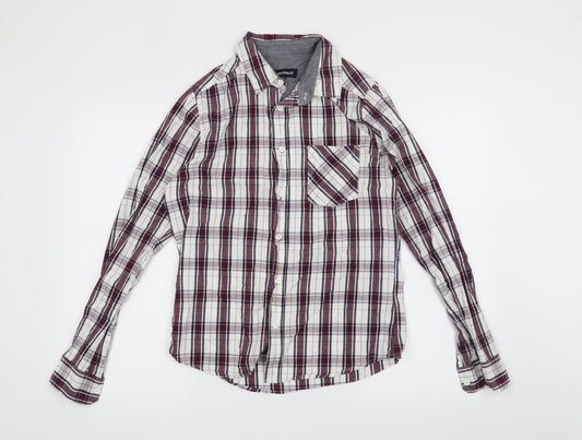 Preworn Mens White Check   Button-Up Size XS