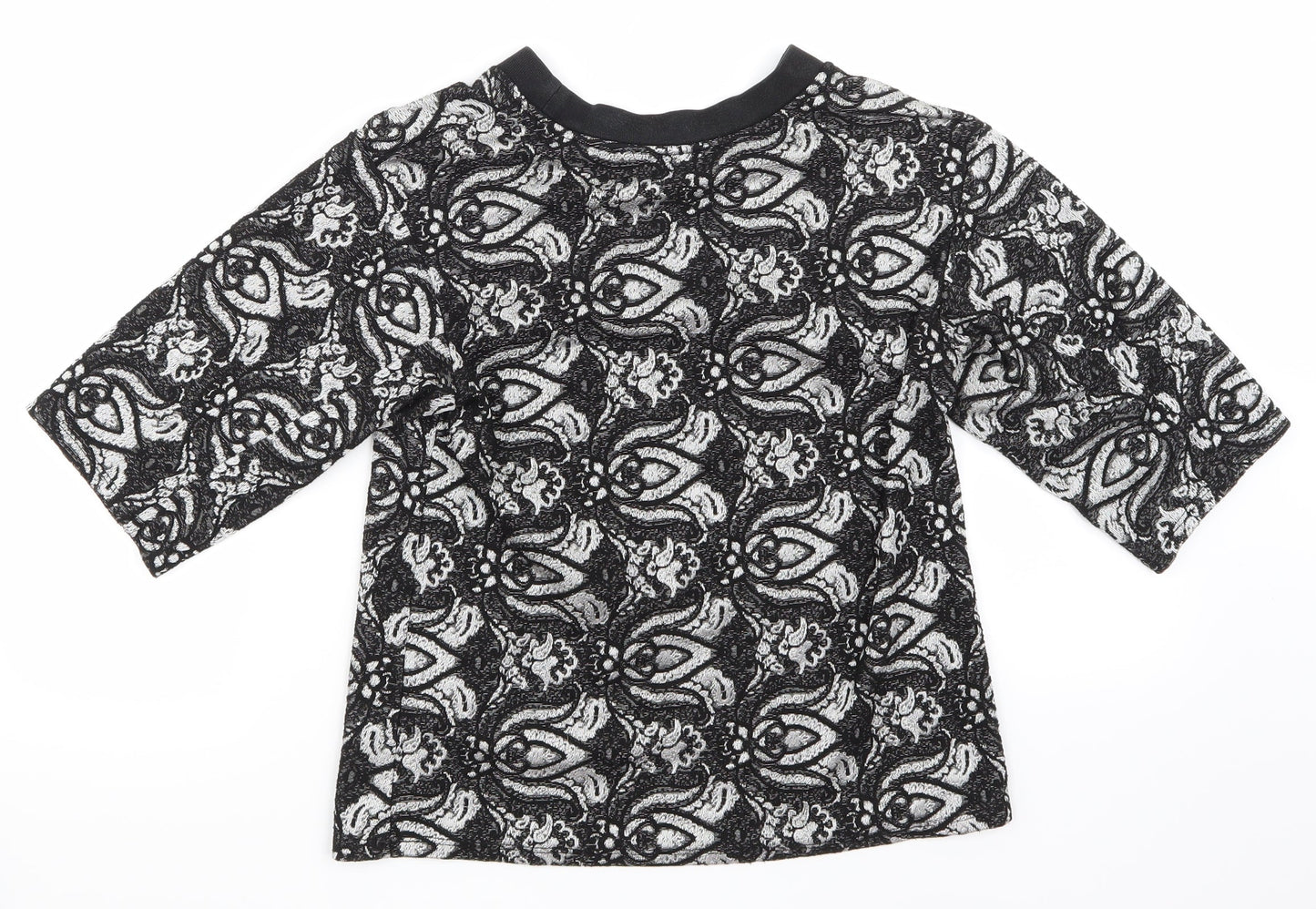 Topshop Womens Black Floral  Basic T-Shirt Size 8