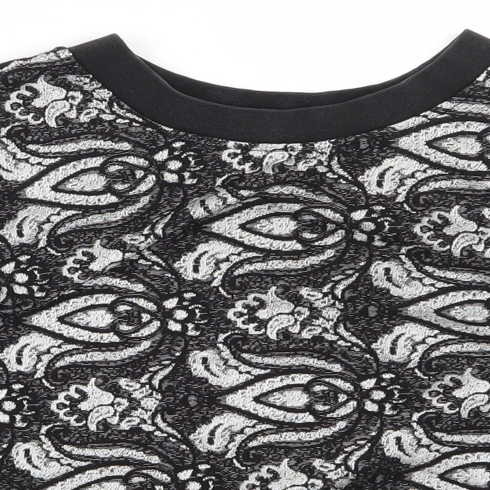 Topshop Womens Black Floral  Basic T-Shirt Size 8