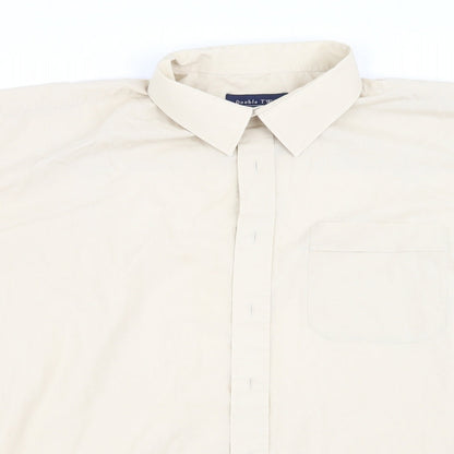 Close-up detail of Double TWO men’s beige button-up, size XL