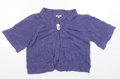 Additional front view of Text women’s purple knit cardigan jumper, size M