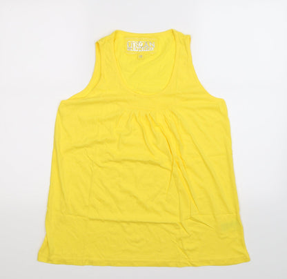 Front view of Urban Boutique women’s yellow basic tank, size UK 16