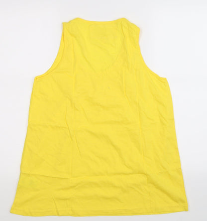 Back view of Urban Boutique women’s yellow basic tank, size UK 16