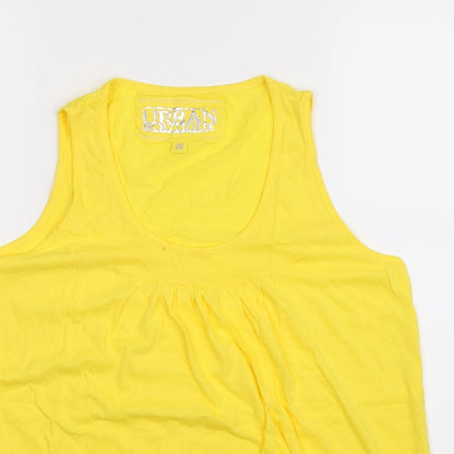 Close-up detail of Urban Boutique women’s yellow basic tank, size UK 16