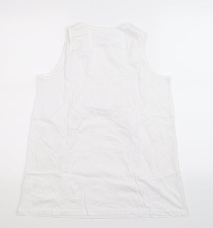 Back view of Urban Boutique women’s white basic tank, size UK 16