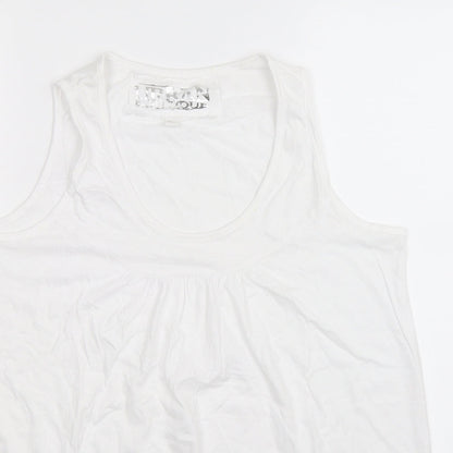 Close-up detail of Urban Boutique women’s white basic tank, size UK 16