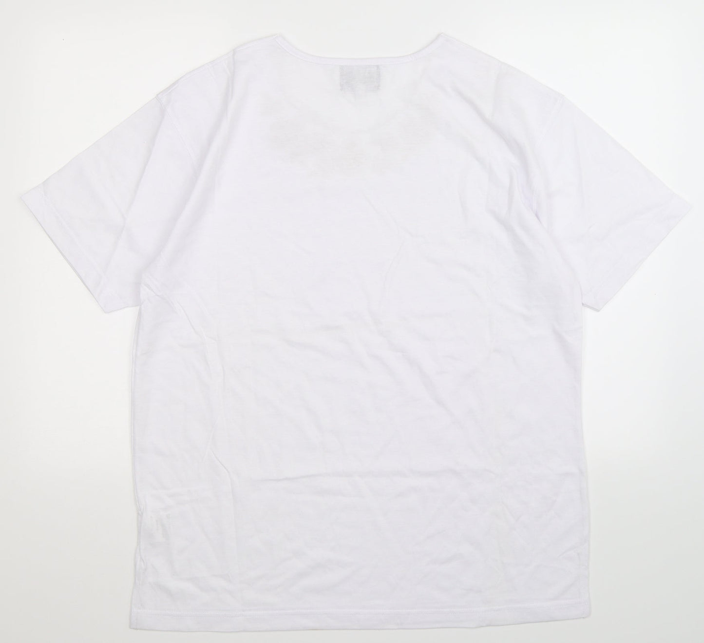 Mardi Gras Womens White Floral  Basic T-Shirt Size M