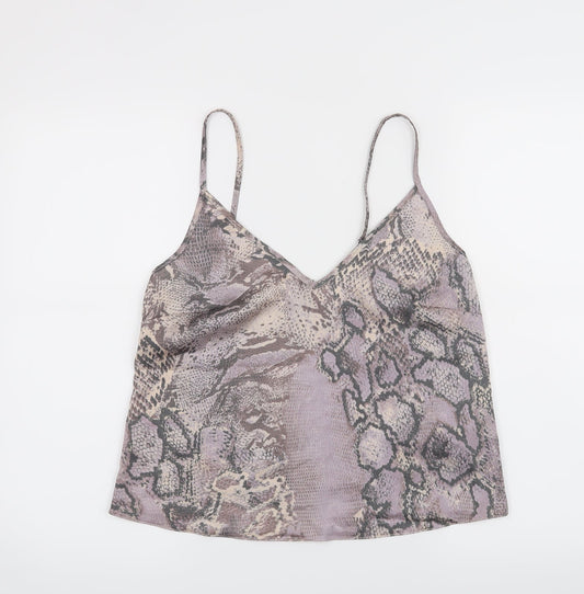 New Look Womens Purple Animal Print  Cropped Tank Size 8