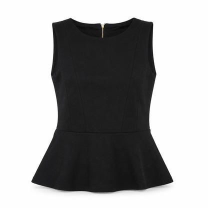 Front view of H&M women’s black basic blouse, size L