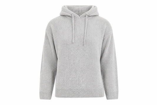 Front view of Primark women’s grey pullover hoodie, size UK 10