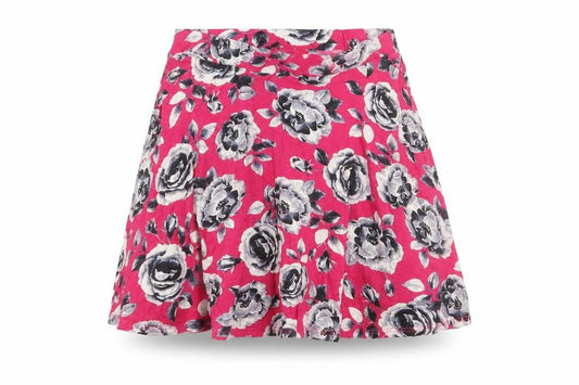 Front view of YD girls’ orange floral skater skirt, size 10-11, years