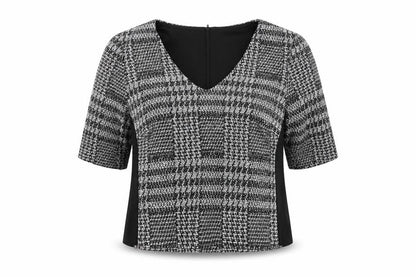 Front view of Eliane Rose women’s black check basic blouse, size S