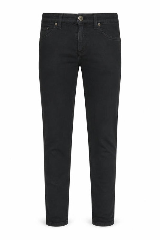 Front view of Sisley men’s black denim skinny jeans, 30-inch leg