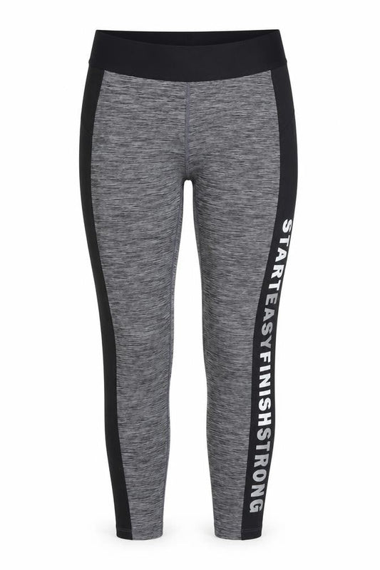 Front view of H&M women’s grey pedal pusher leggings, size S, 26-inch leg