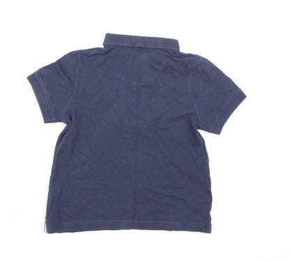 Back view of Tu boys’ blue basic polo, size 3-4, years
