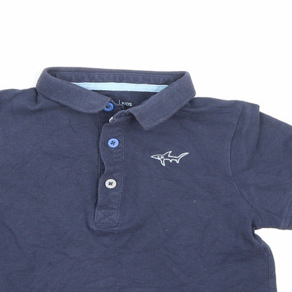 Close-up detail of Tu boys’ blue basic polo, size 3-4, years