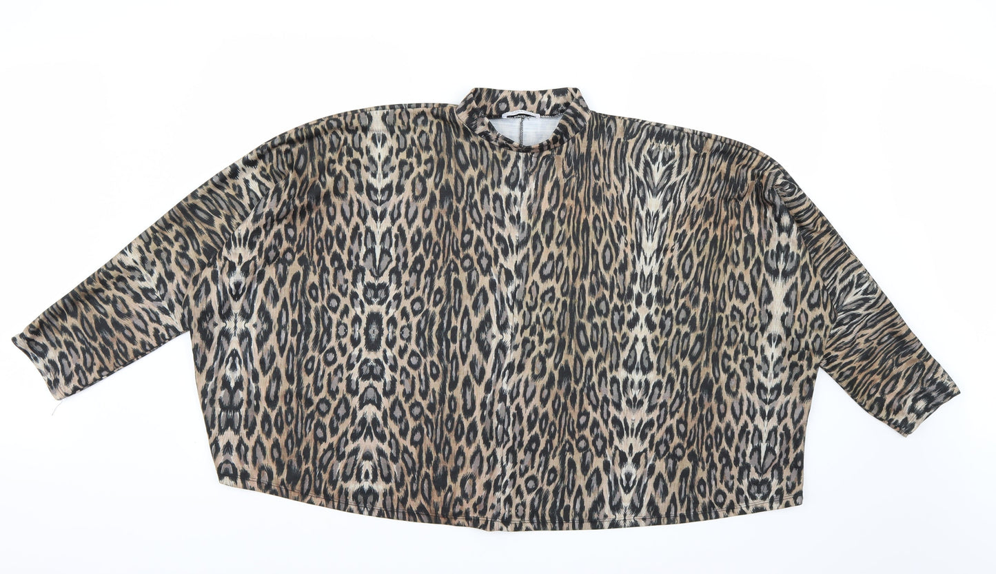 Zara Womens Brown Animal Print  Basic Blouse Size M