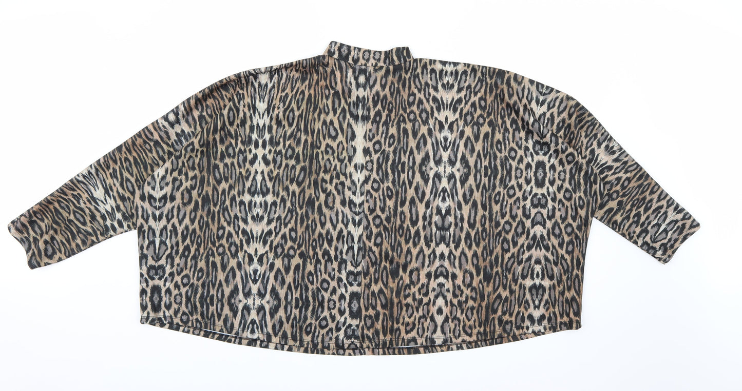 Zara Womens Brown Animal Print  Basic Blouse Size M