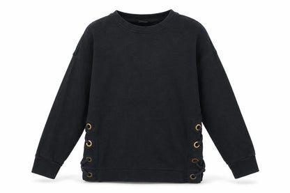 Front view of Next girls’ black jersey pullover sweatshirt, size 8, years