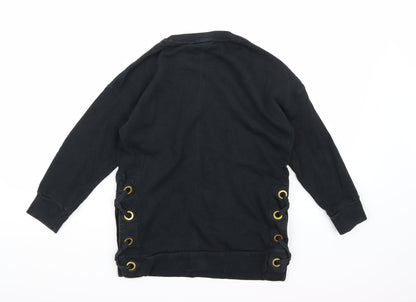 Back view of Next girls’ black jersey pullover sweatshirt, size 8, years